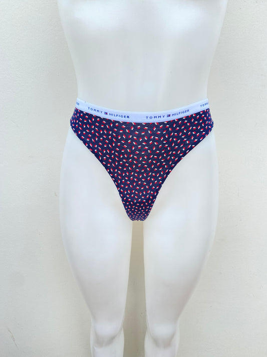 Panti Tommy Hilfiger original azul marino con estampado de logotipo de Tommy, tanga.