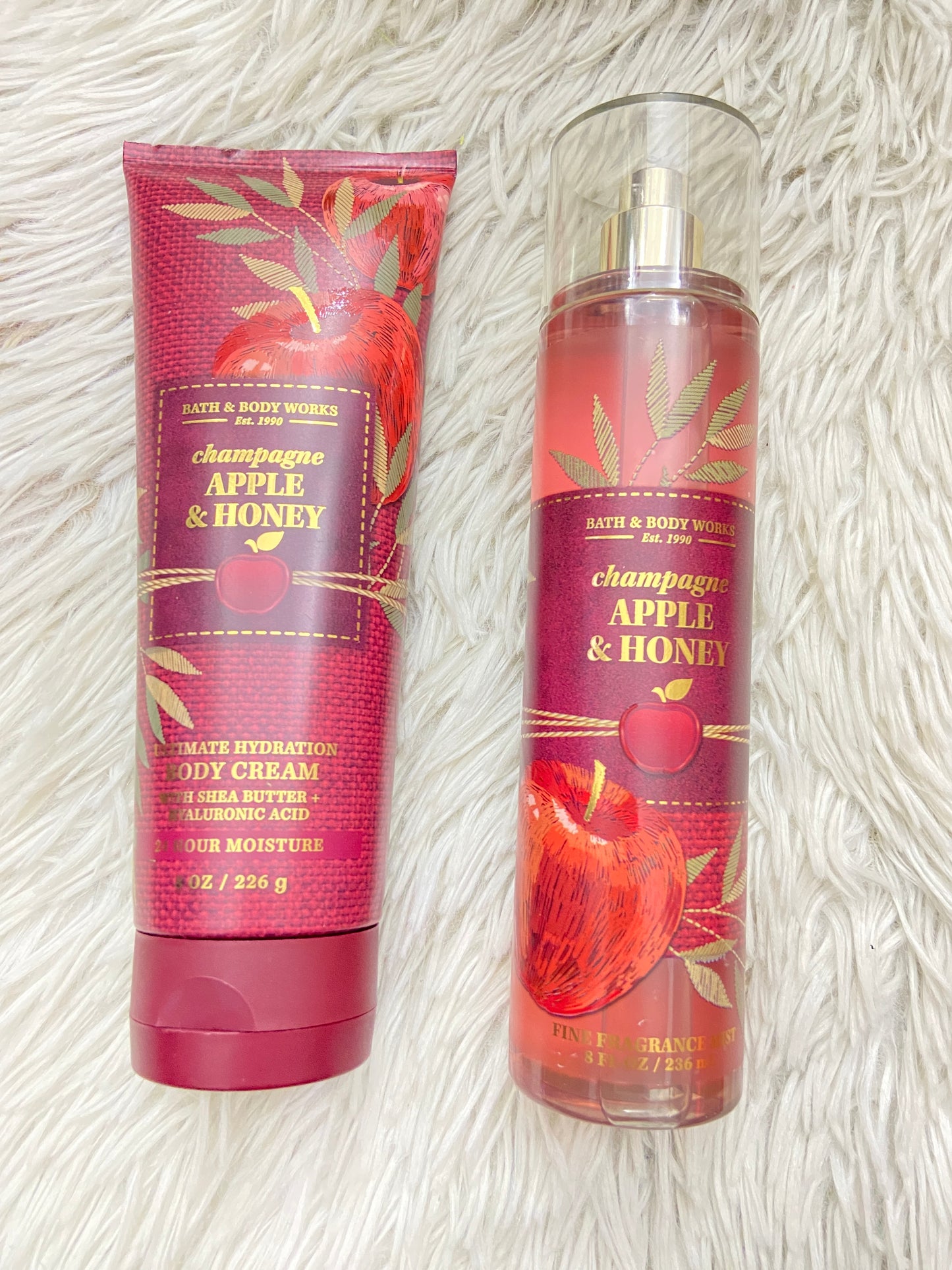 Set Bath & Body Works original rojo, CHAMPAGNE APPLE & HONEY.