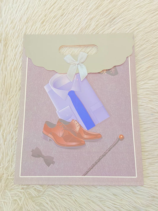 Shopping, gris con estampado de saco y zapatos, MEDIANO.