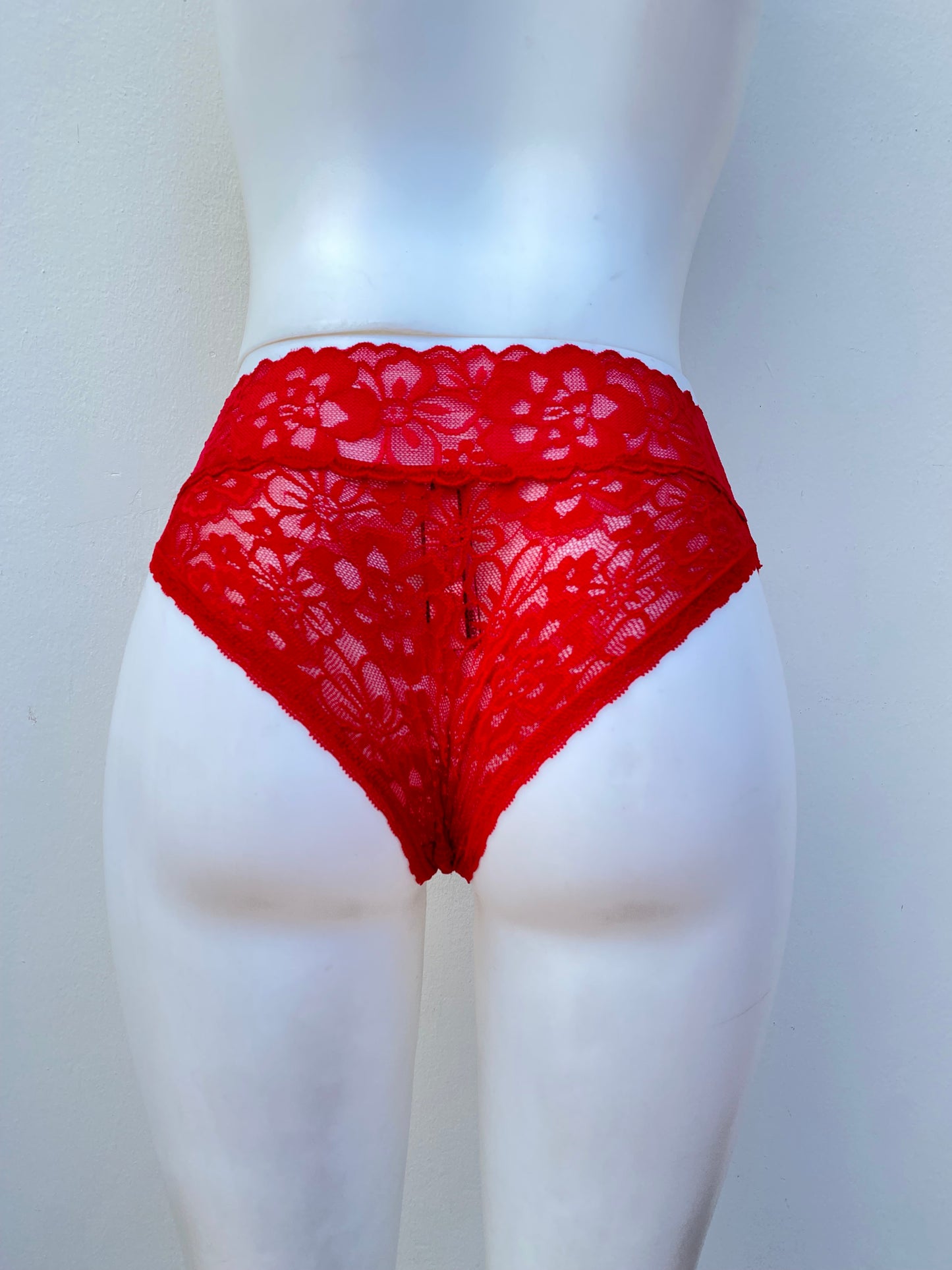 Panti Victoria Secret original, rojo de encaje con flores