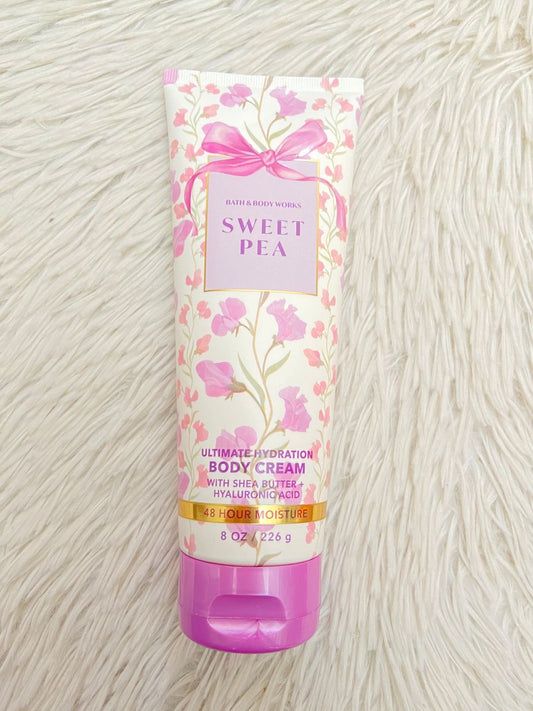 Crema Bath & Body works original, SWEET PEA, morada.
