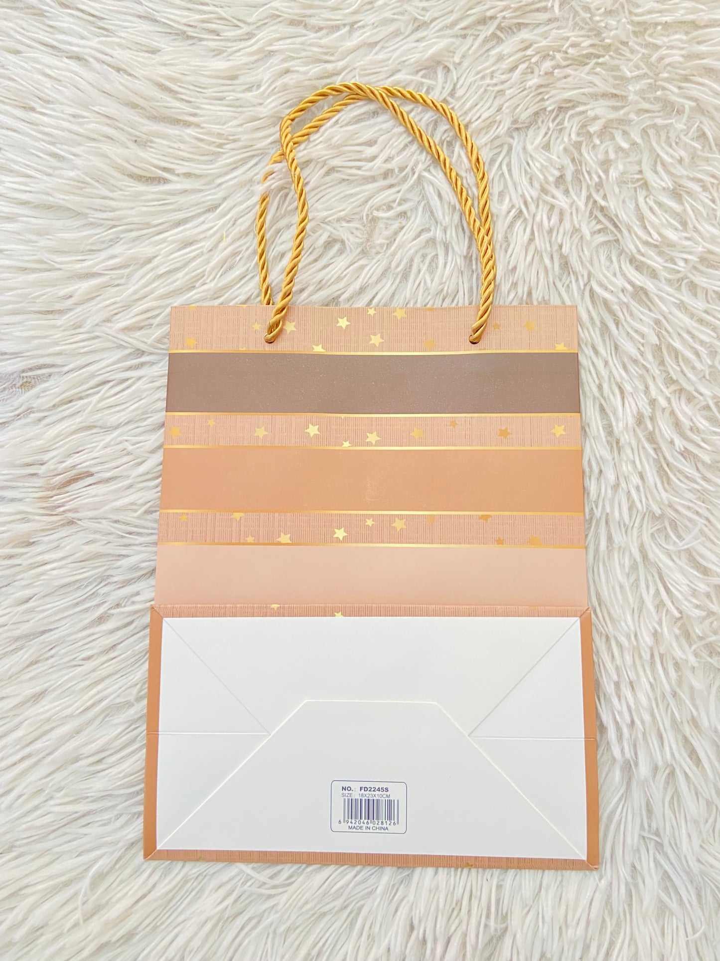 Shopping, crema con estampado de estrellas doradas, PEQUEÑO.