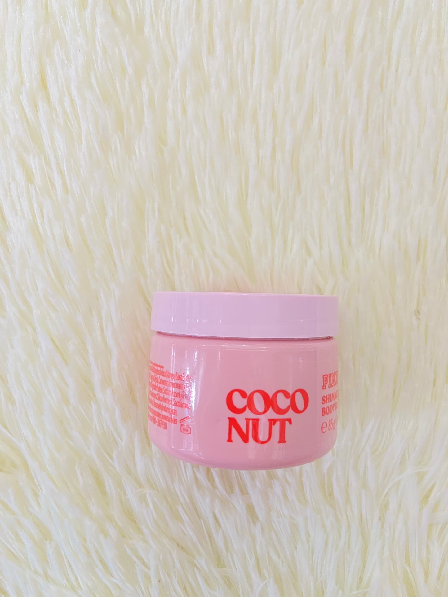 Pack PINK original, de colonia, aceite y crema minis, COCONUT rosada,con brillitos. Más el bolso