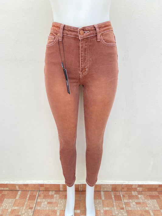 Pantalón Jean, marrón liso, STRECH SKINNY JEANS.