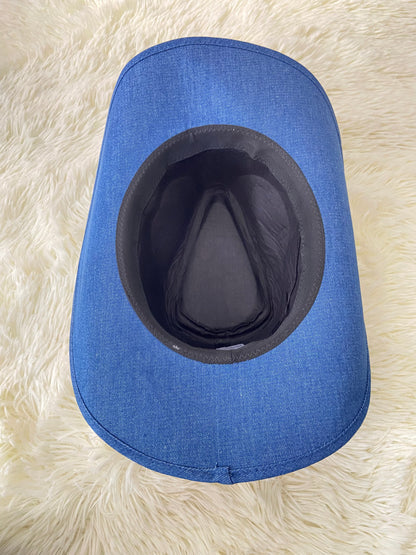 Sombrero, azul Jean  liso, estilo vaquero.
