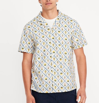 Camisa OLD NAVY Original, algodón en color blanco con estampado de limones y cerezas