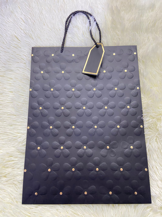 Shopping, negro con estampado de flores del  mismo color, GRANDE.