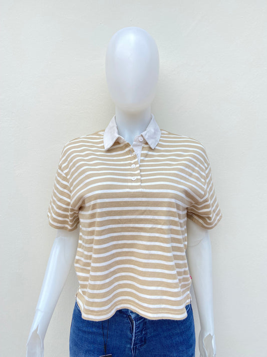 Polocher/ Top Levi’s original crema con rayas en color blanco.