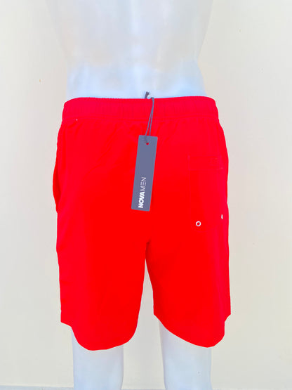 Bañador/Baggy, rojo liso con lazos ajustables.