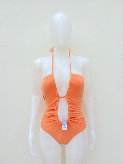 Biquini, de una pieza  MERMAID SWIMWEAR original naranja brillos con lazos ajustables.
