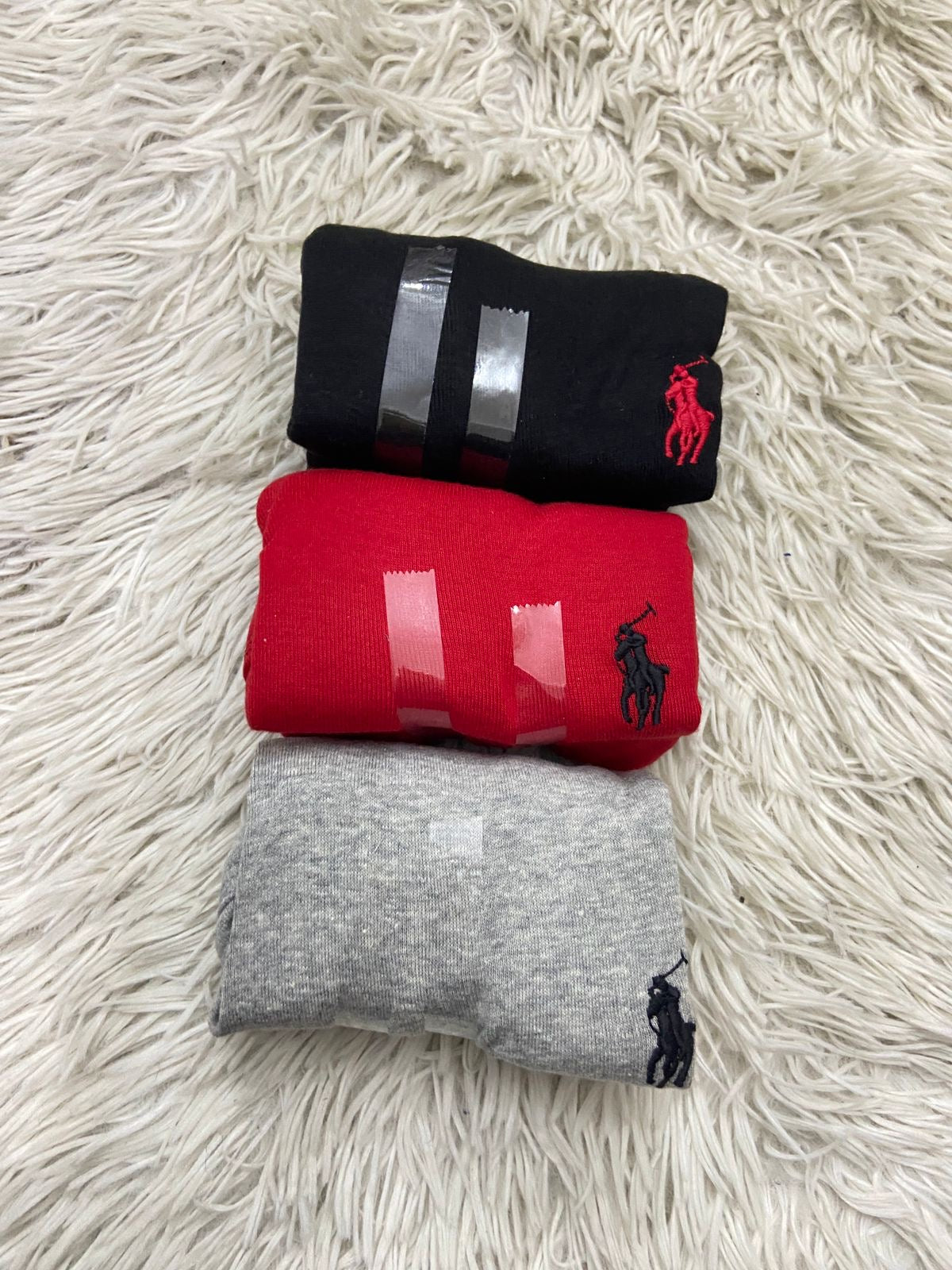 Boxers Polo Ralph Lauren original, pacquete de 3 pack en gris, rojo y negro.