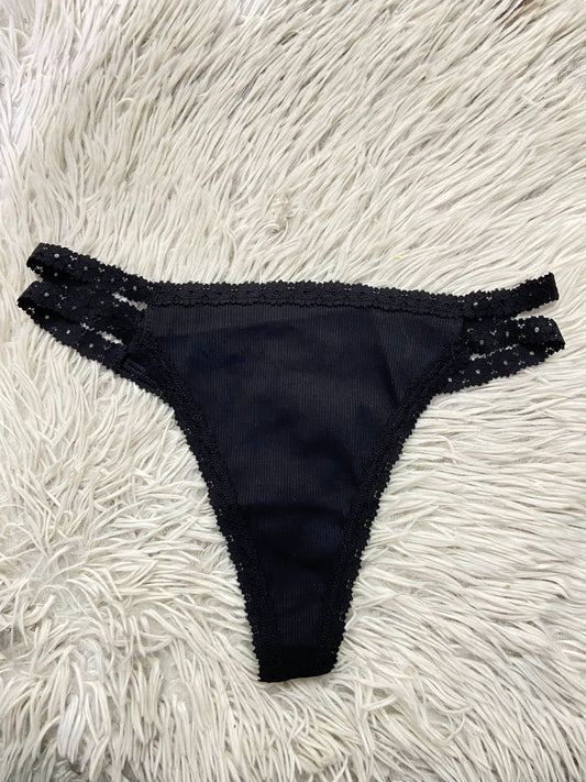 Panti PINK Original, negro en encaje, tanga.
