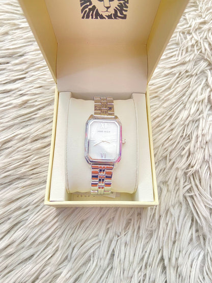 Reloj ANNE KLEIN original plateado con números romanos