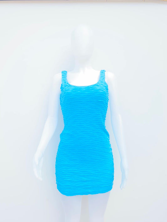 Vestido Fashion Nova Original, color azul con diseño de animal print (blue)
