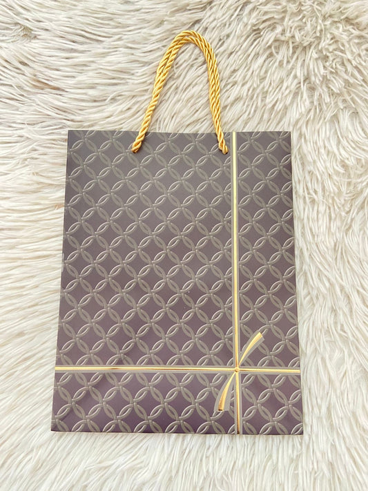 Shopping, gris/ negro con lazos en color dorado, PEQUEÑO.