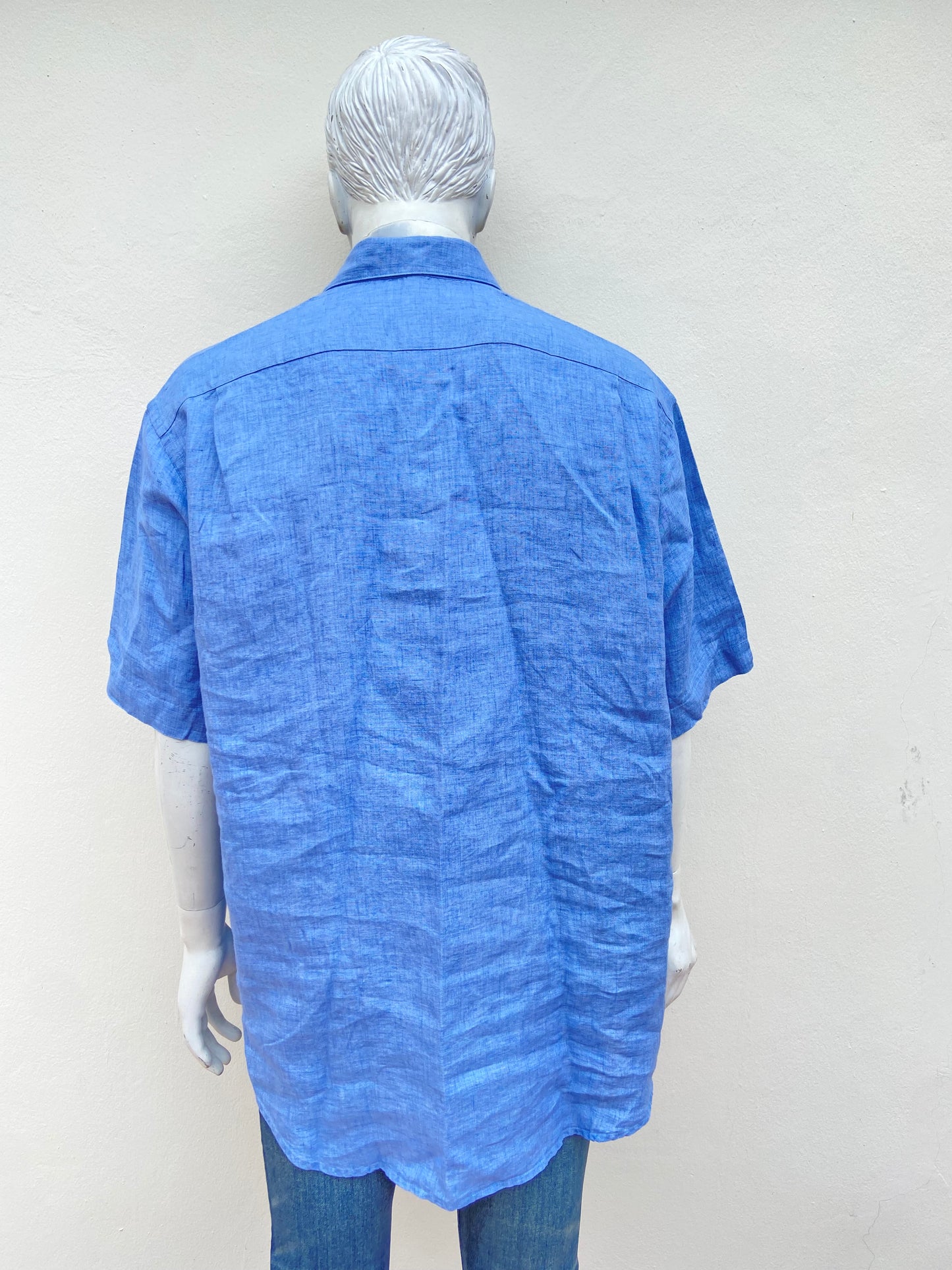 Camisa TASSO ELBA original, 100% lino, azul con bolsillo