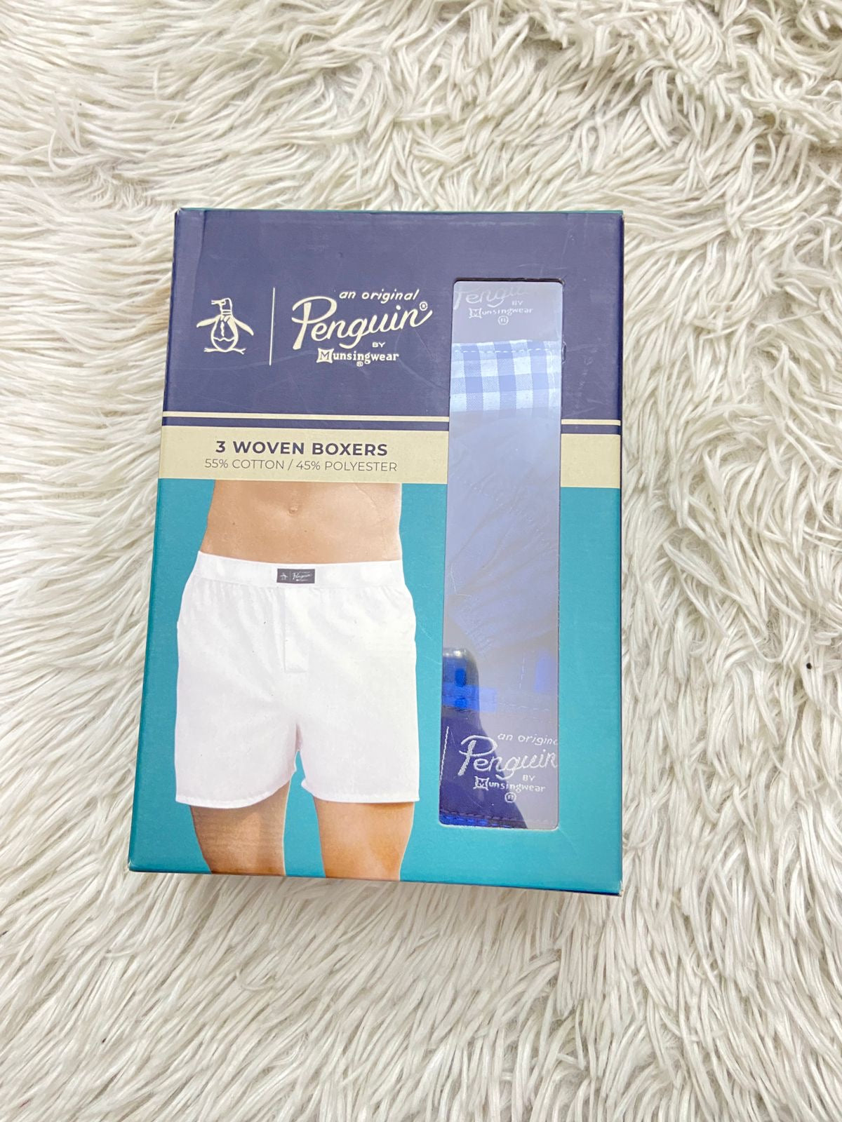 Boxers Penguin original, de 3 pacquete con diferentes tonos de azul.