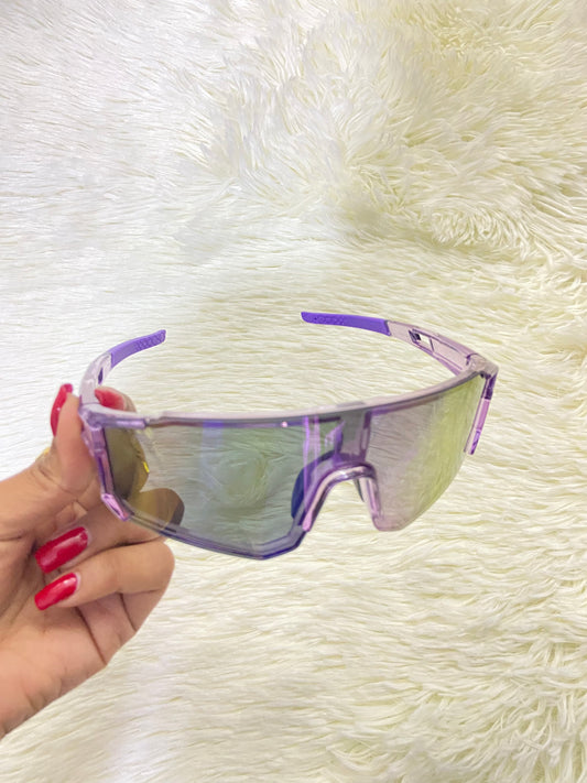 Lentes, morados con micas que cambian de color a verde, 100 % protección UV.