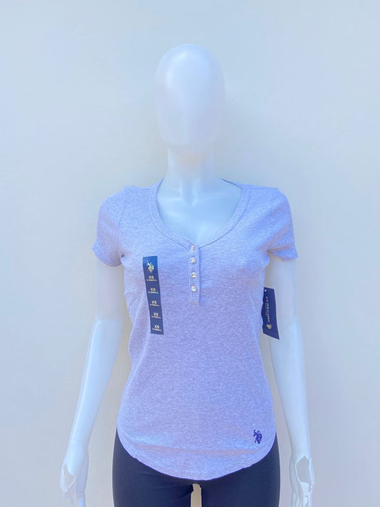 T-shirt U.S Polo original gris claro con logotipo de la marca en el borde.