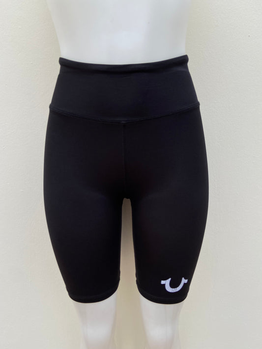 Legging True Religión original negra con logotipo de la marca en color negro, bicicleta.