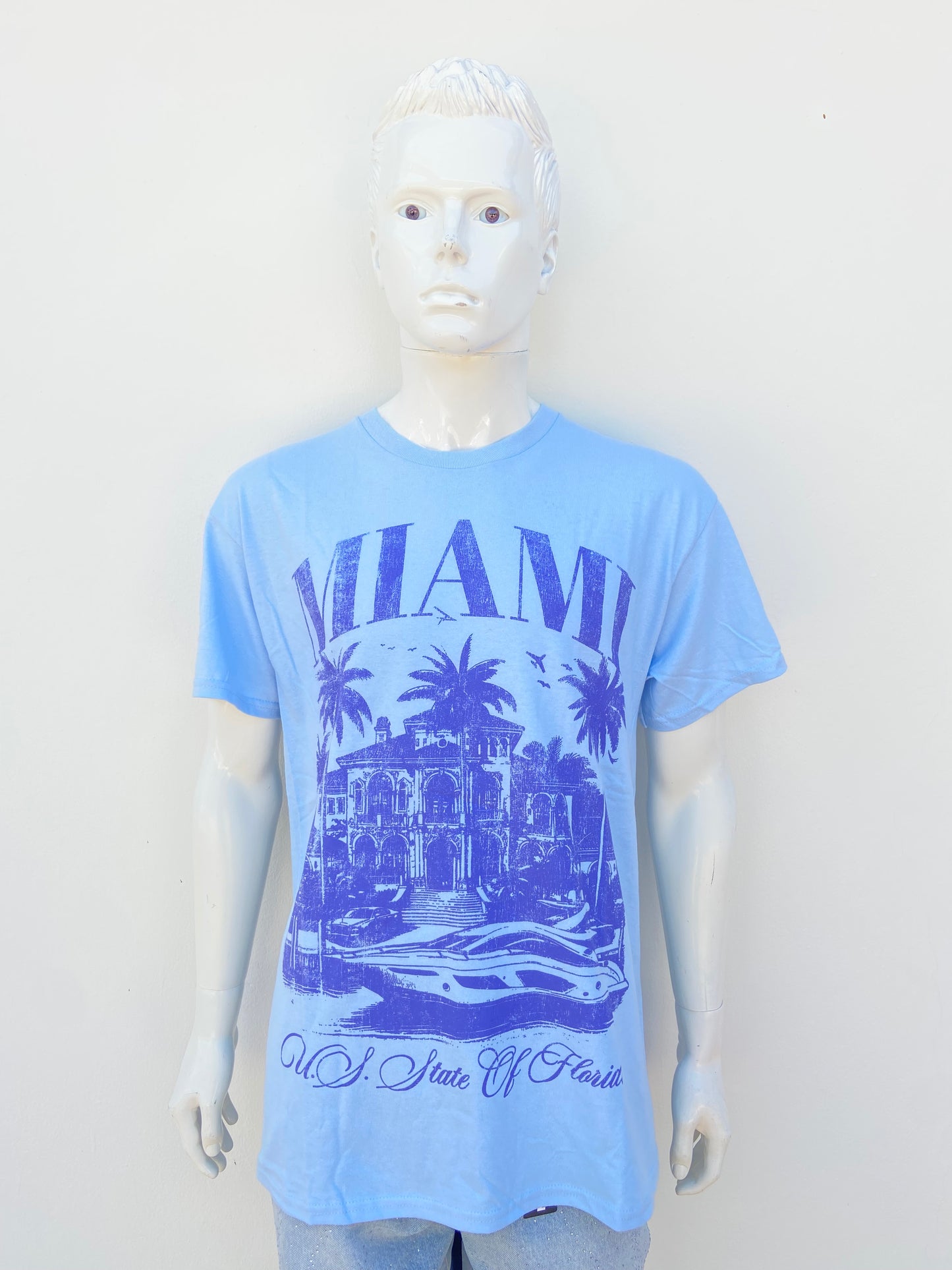T-shirt azul claro con estampado de la ciudad de MIAMI.