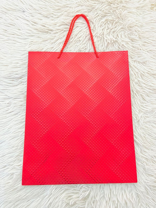 Shopping en color rojo estampado de lineas de cuadros. MEDIANO