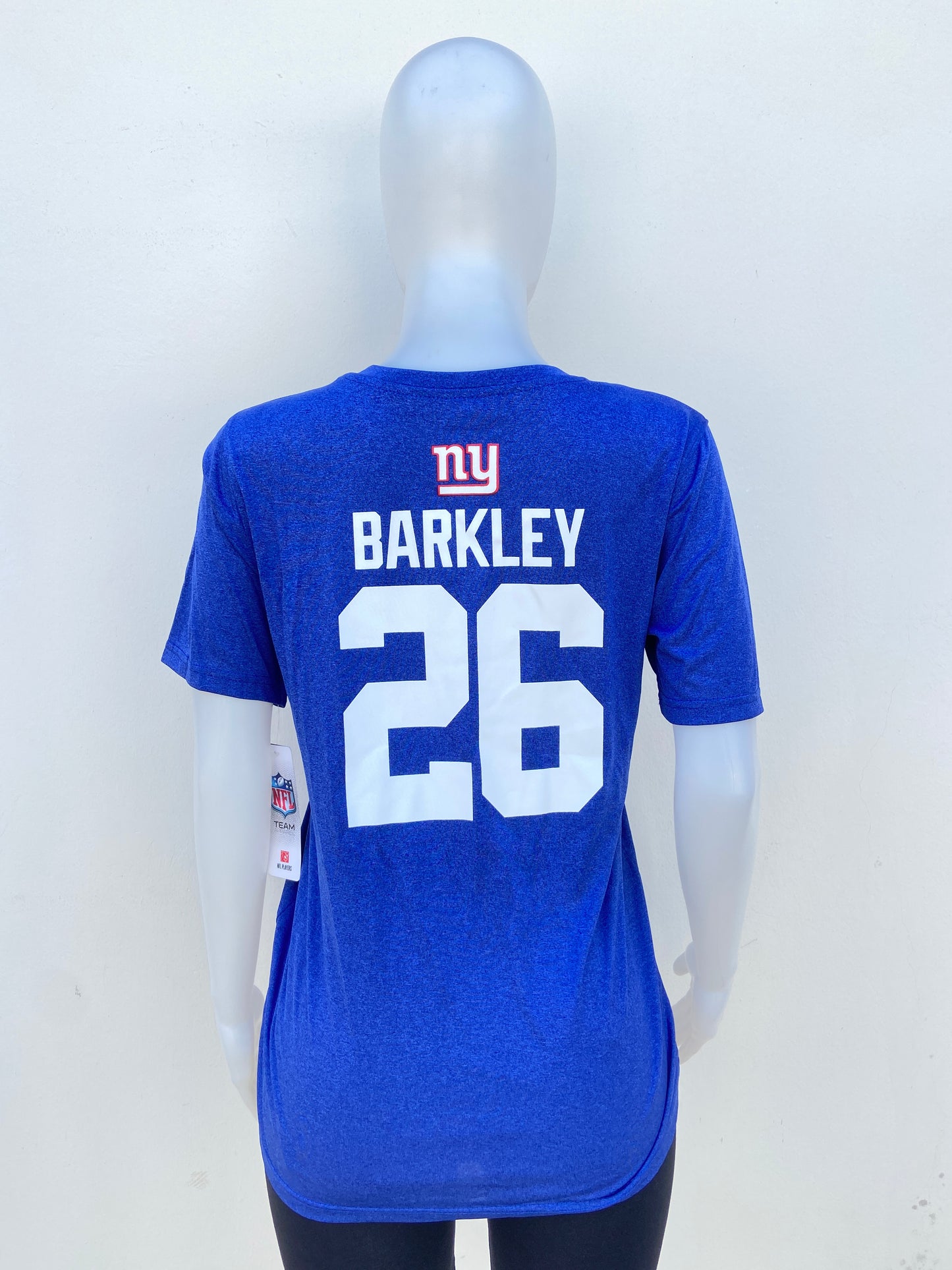 T-shirt NFL original azul con letras NY en blanco y el numero 26 atrás.