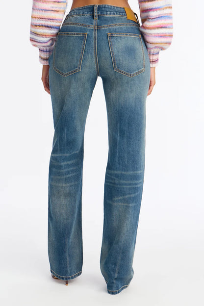 Pantalon, Jean azul claro vintage, ancho.