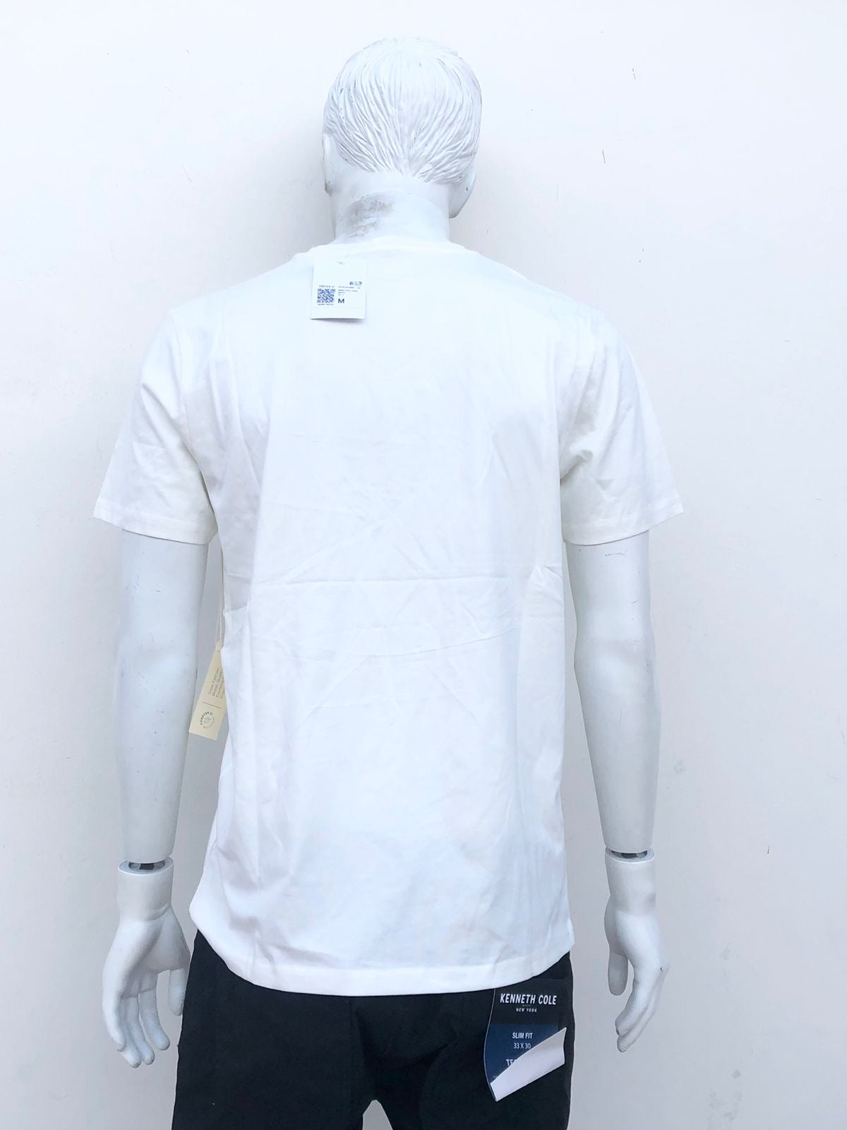 T-shirt Forever 21 original, blanco hueso, (WHITE), cuello V, esencial.