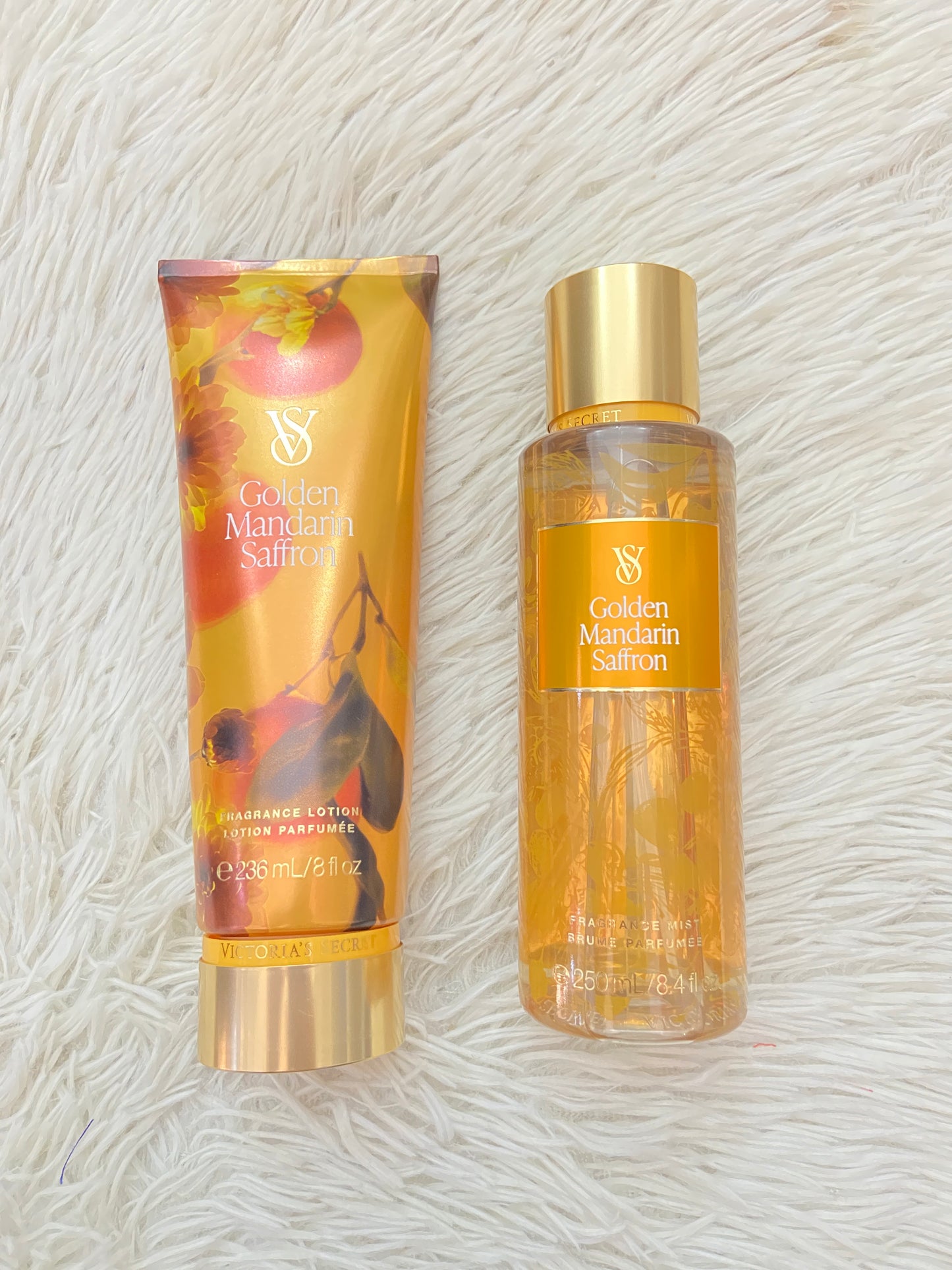 Set Victoria’s Secret original de crema y colonia amarilla con estampado de flores, GOLDEN MANDARIN SAFFRON.