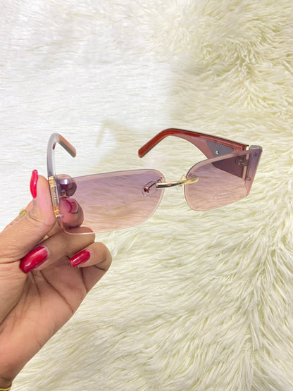 Lentes, morado oscuro con montura marron y detalles dorado,cuadrados pequeños,100 % Polycarbonate y protección UV.