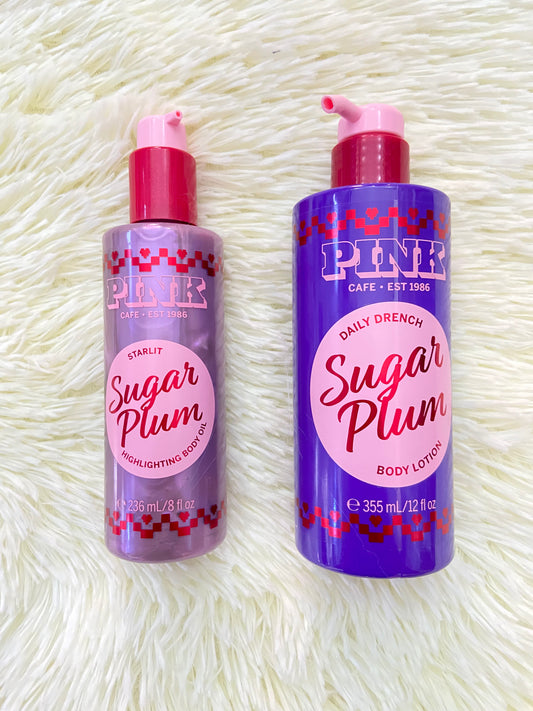 Set PINK original de crema y aceite iluminador, SUGAR PLUM.