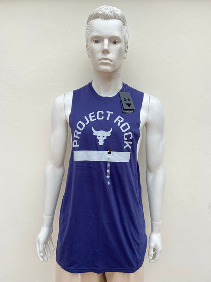 Franela UNDER ARMOUR original, azul marino con letras PROJECT ROCK.