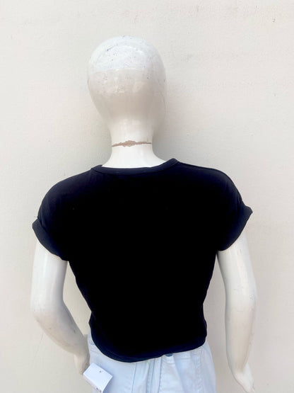 Top/T-shirt Negro liso, tela fresca