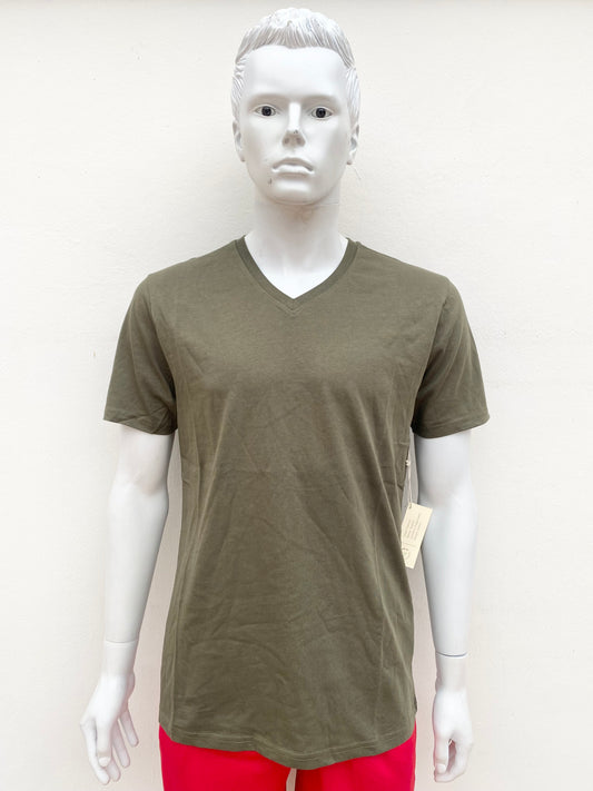 T-shirt Forever 21 original, Verde olivo cuello V (Olive) esencial.