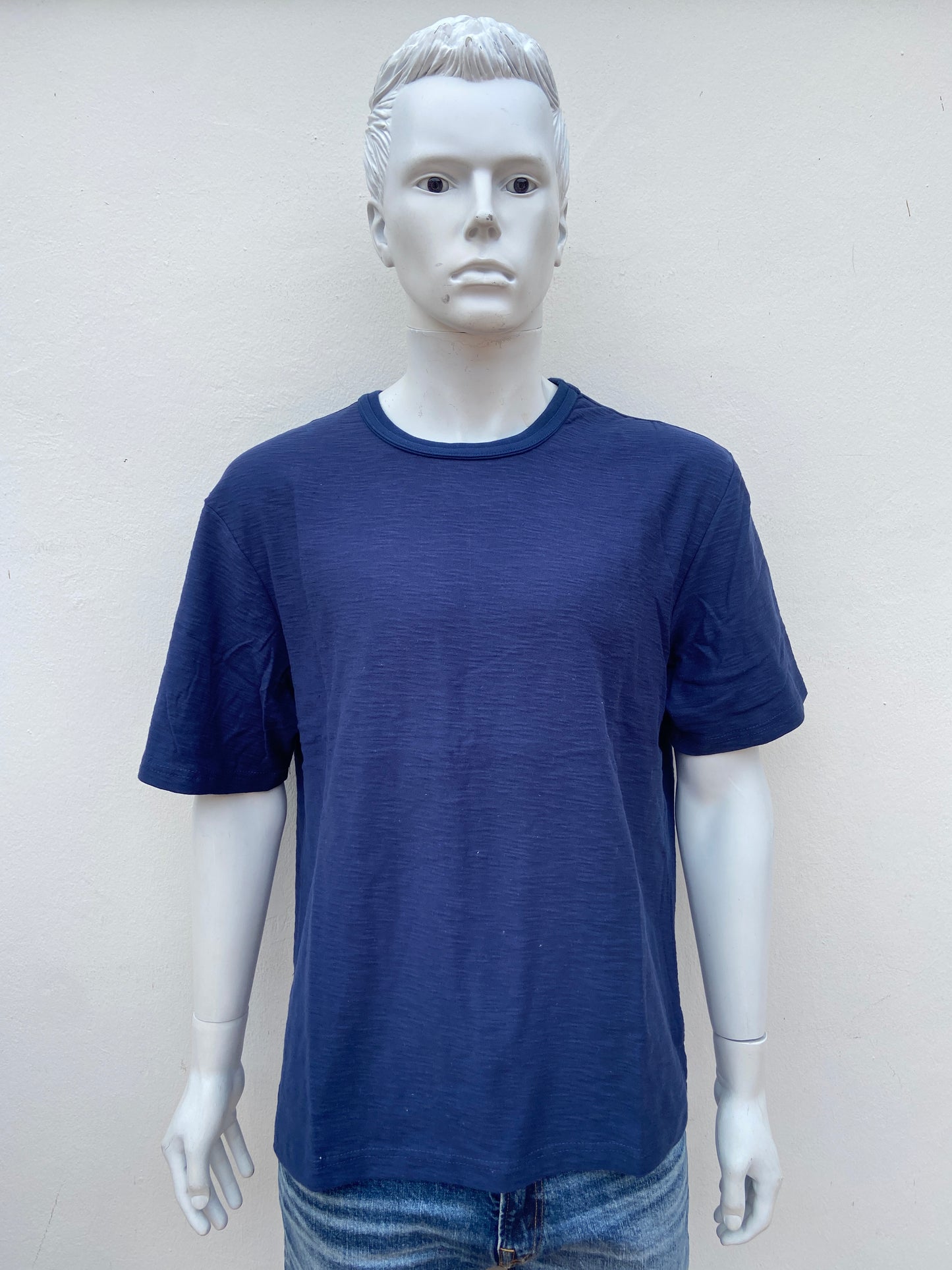 T-shirt, azul marino liso (NAVY), cuello redondo, esencial.