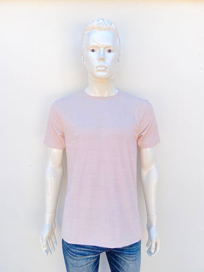 T-shirt US- ICON CO. original, en color crema liso con estampado de cuadros pequeños, 60% algodón