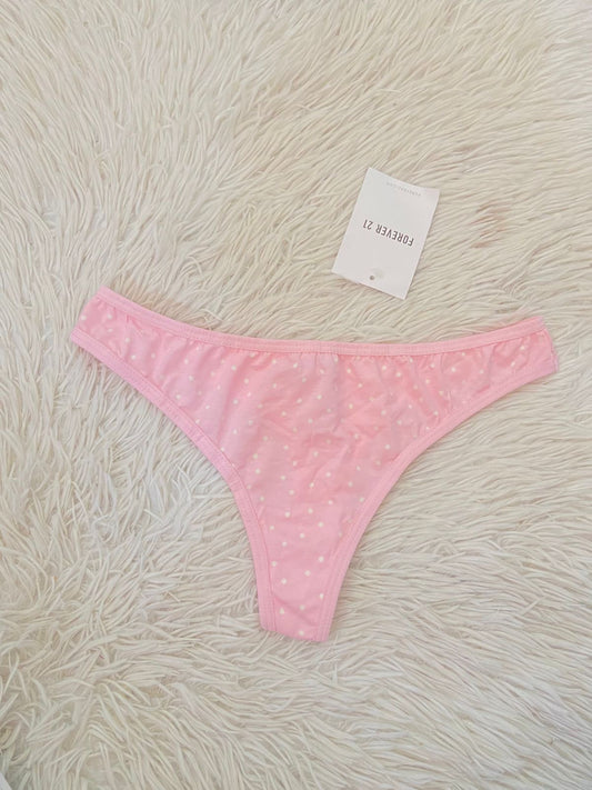 Panti Forever 21 original rosado claro con estampado de lunares  blancos, tanga.