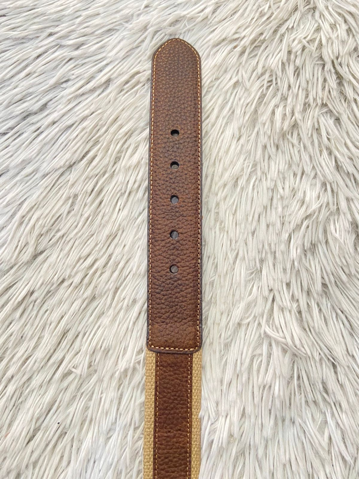Correa Columbia Original, marrón con crema y costura en hilo khaki, en tela.