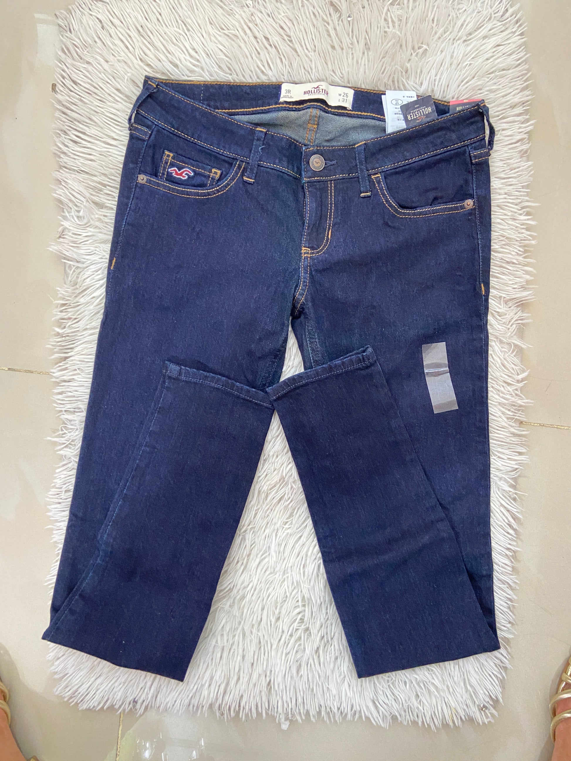 Pantalón Jean Hollister original azul oscuro liso, SÚPER SKINNY