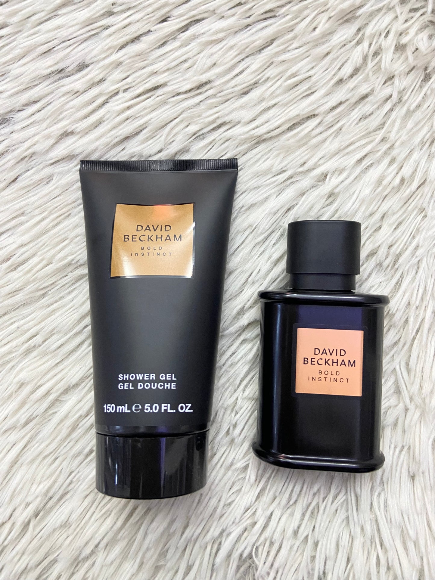 Set perfume DAVID BECKHAM original, negro con dorado de perfume y gel de baño, BOLD INSTINCT.