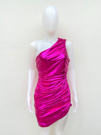Vestido mini Fashion Nova rosado metálico que deslumbra • Forrado para mayor comodidad • Tela stretch