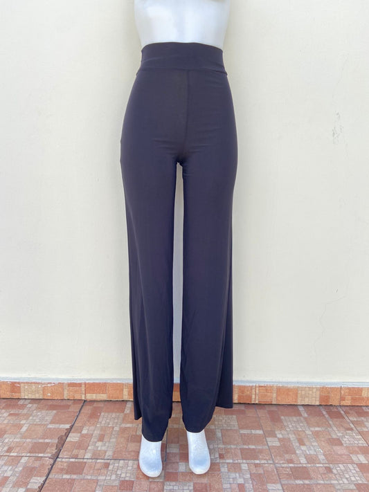 Pantalón, negro liso, ancho estilo legging,  talle alto, para vestir.