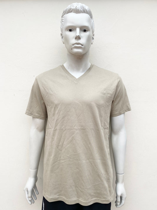 T-shirt Forever 21 original, crema cuello V (Grey) crema opaco esencial.