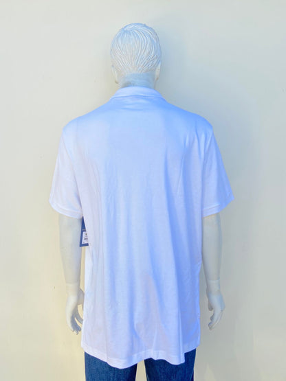 Polocher U.S POLO original, blanco liso con estampado de la marca en marrón.