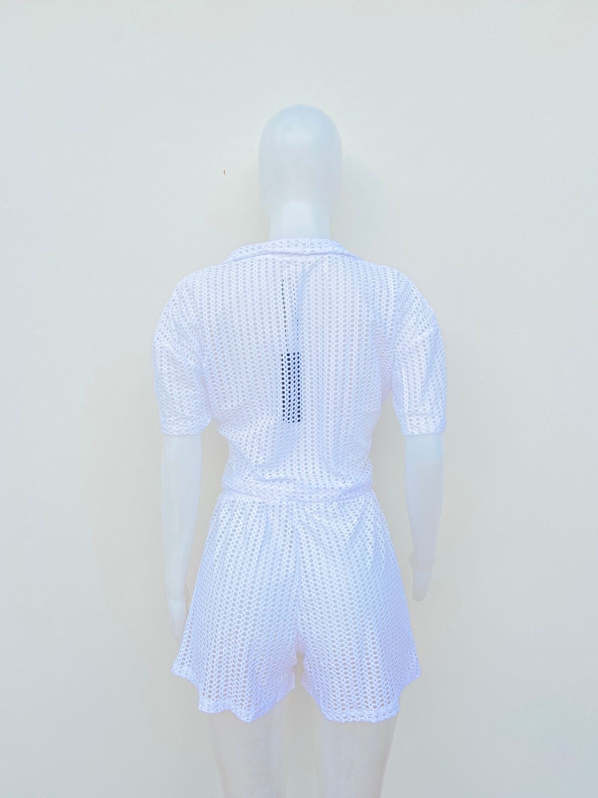 Conjunto/ Cover up, blanco, estilo crochet.