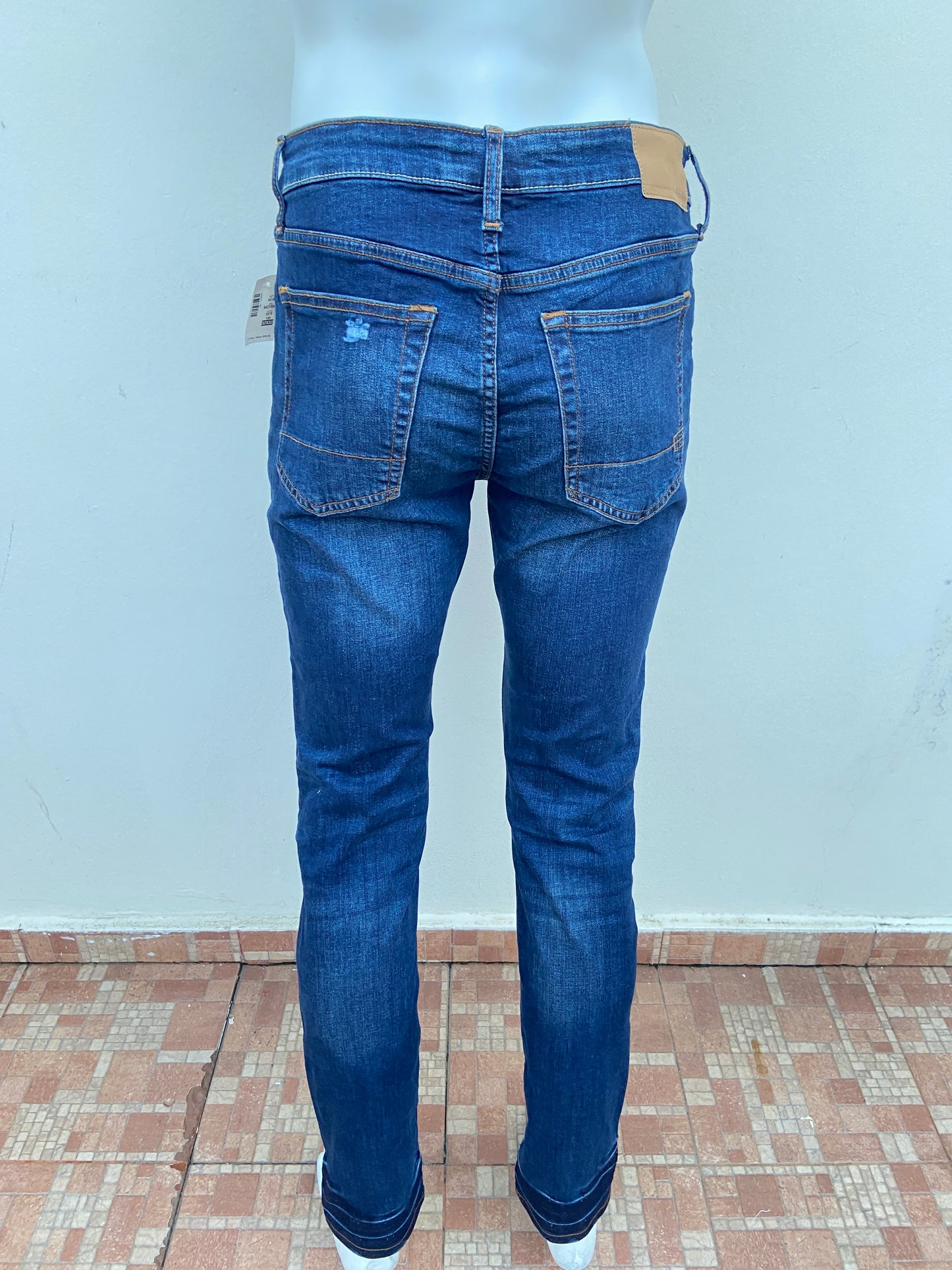 Pantalón Jean AÉROPOSTALE original azul marino con rasgados, SKINNY STRETCH.