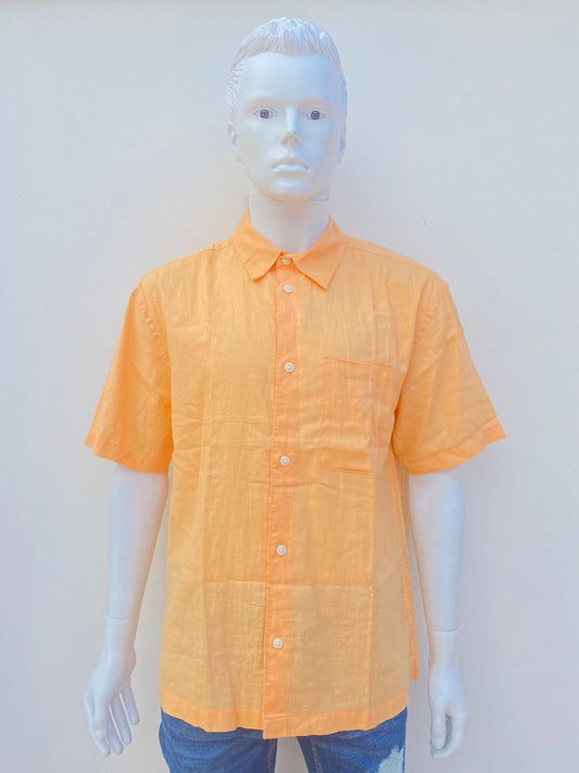 Camisa H&M original naranja lisa,lino 52%.