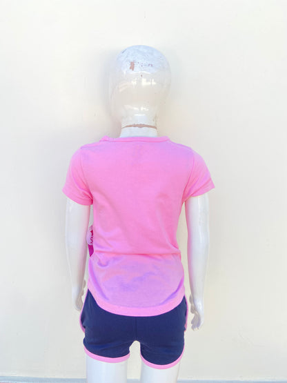 Conjunto DREAM STAR original rosado con negro y letras SWEET GIRL en  azul.