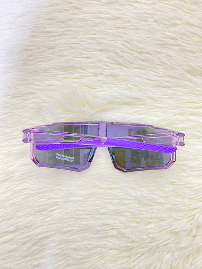 Lentes, morados con micas que cambian de color a verde, 100 % protección UV.
